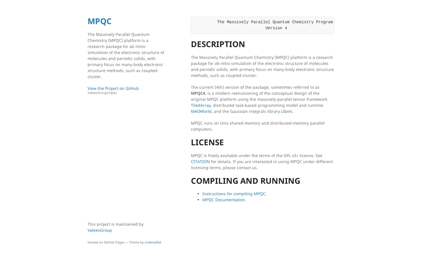 MPQC 页面快照